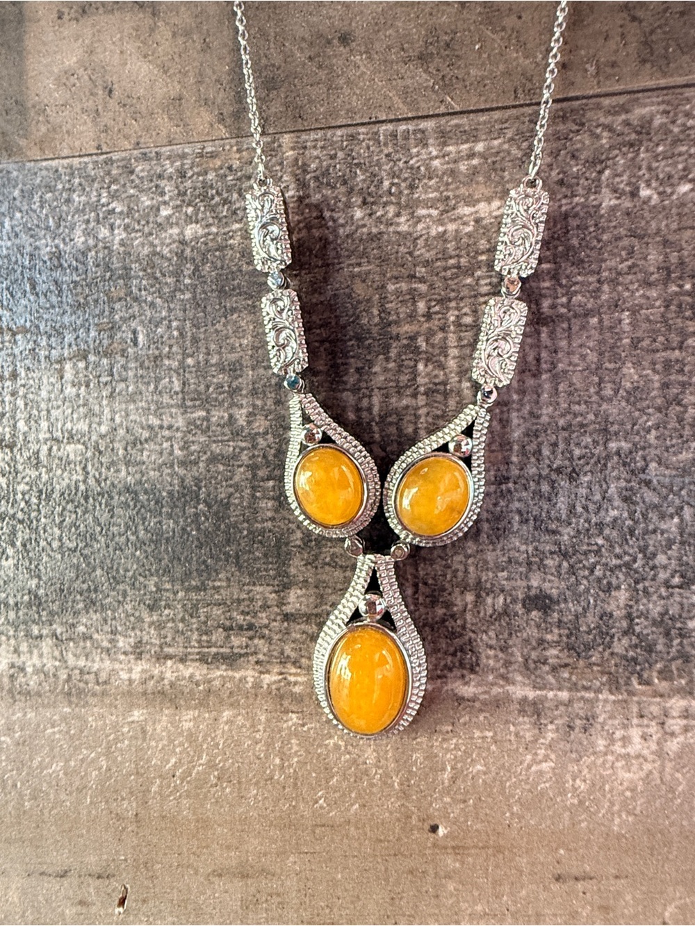 Yellow Jade Y Necklace with strong, magnetic clasp